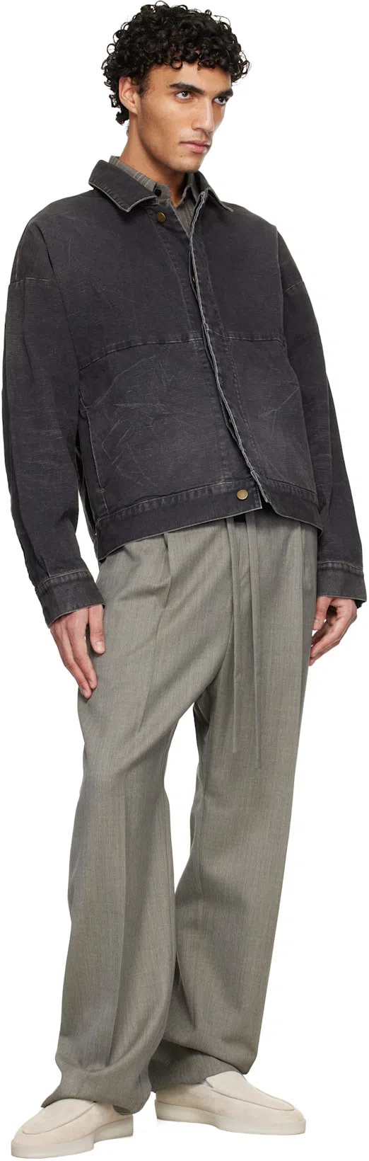 FEAR OF GOD Mens Washed Black Utility Cropped Denim Jacket In Brown