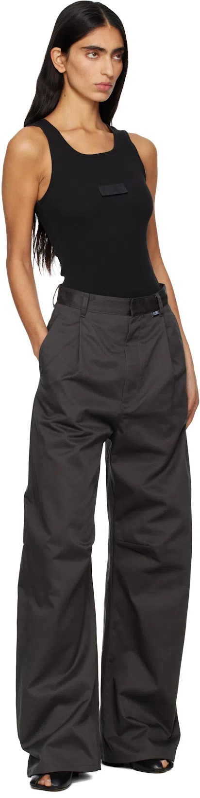 MM6 MAISON MARGIELA Numeric Logo Patch Stretch Cotton Tank In Blue