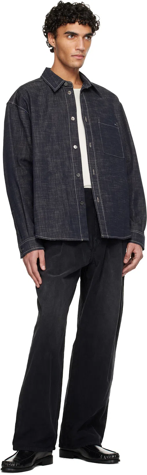 ACNE STUDIOS Stamped Monogram Calf Leather Loafers In Black