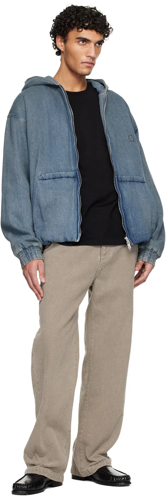 ACNE STUDIOS Stamped Monogram Calf Leather Loafers In Black