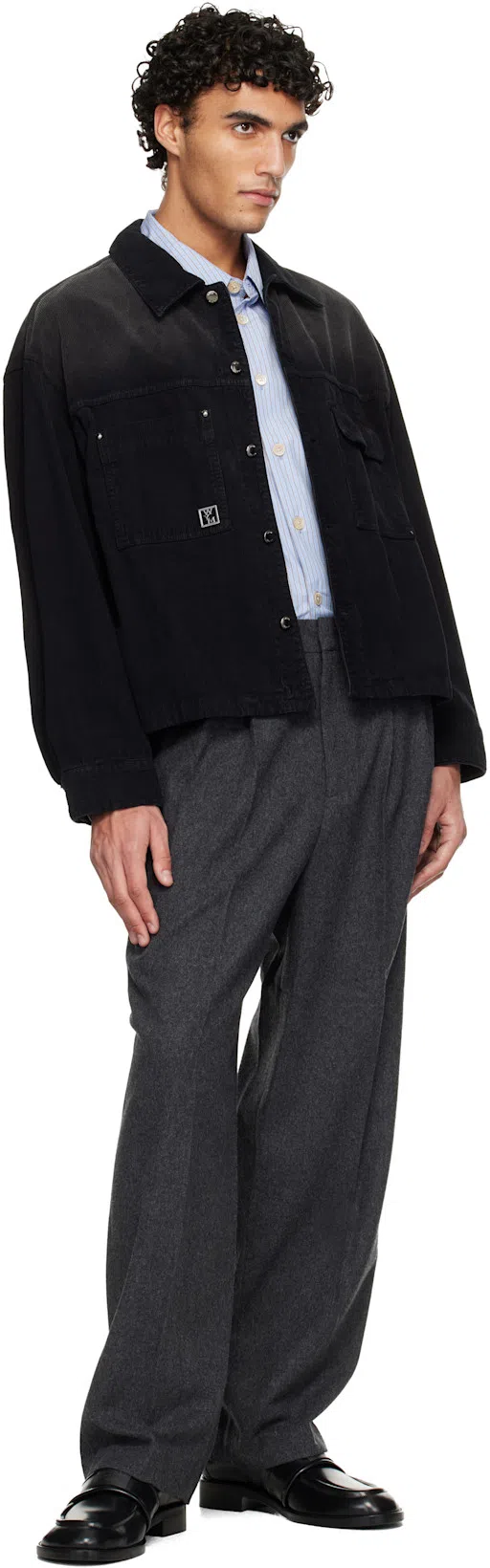 ACNE STUDIOS Stamped Monogram Calf Leather Loafers In Black