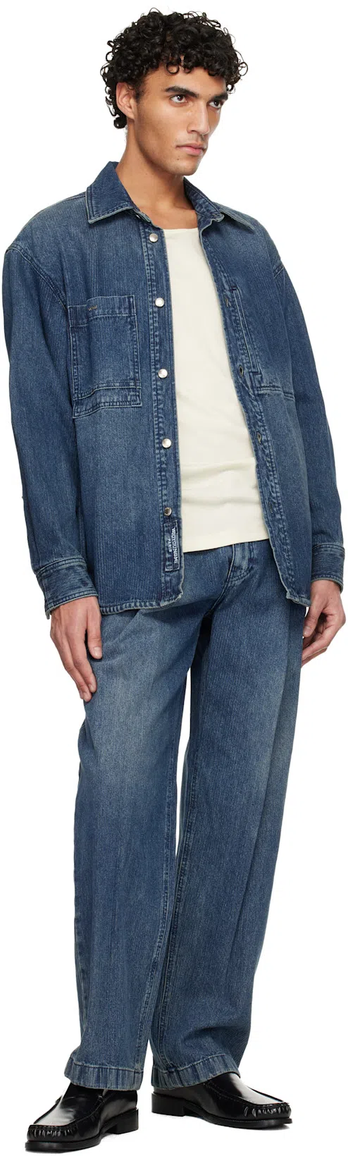 ACNE STUDIOS Stamped Monogram Calf Leather Loafers In Black