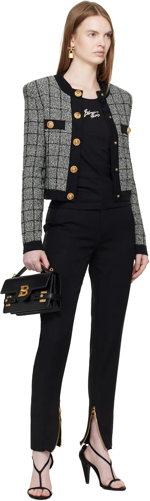BALMAIN Bbuzz 24 Shoulder Bag In Smooth Leather In Black