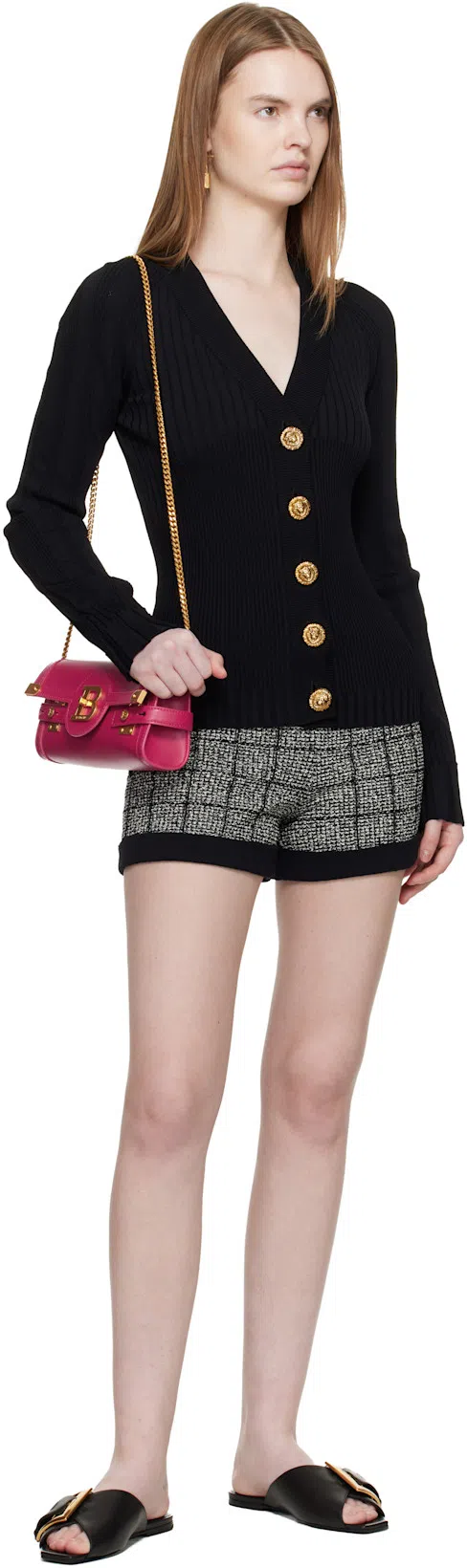 BALMAIN Anthem Flat Calfskin Leather Sandals In Animal Print