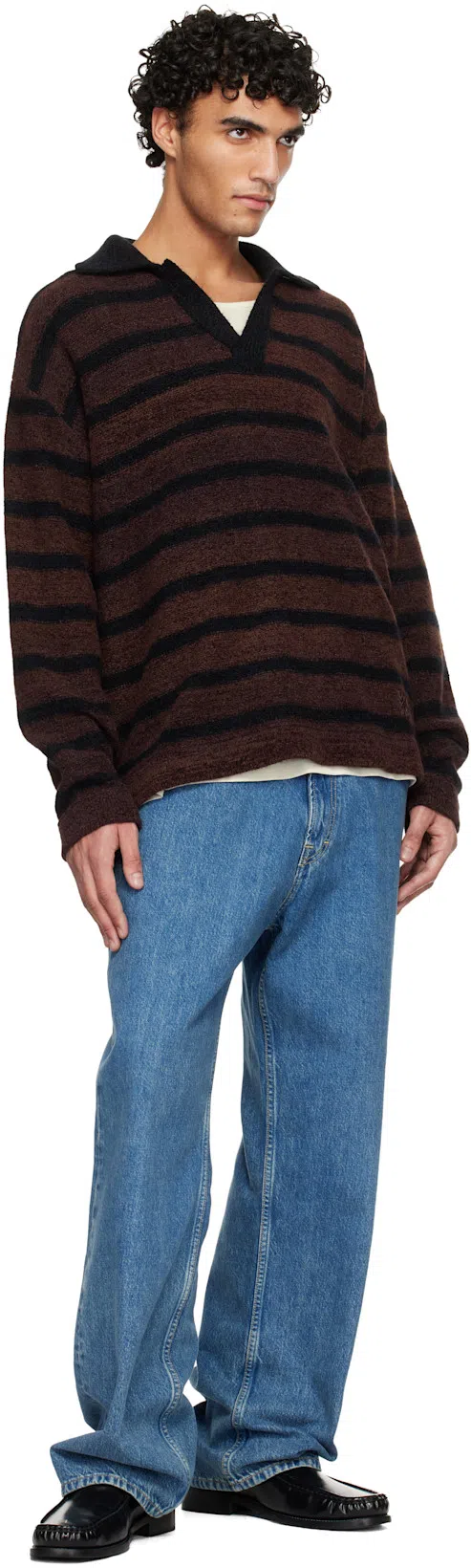 ACNE STUDIOS Stamped Monogram Calf Leather Loafers In Black