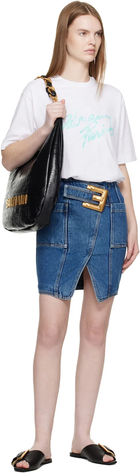 BALMAIN Anthem Flat Calfskin Leather Sandals In Animal Print