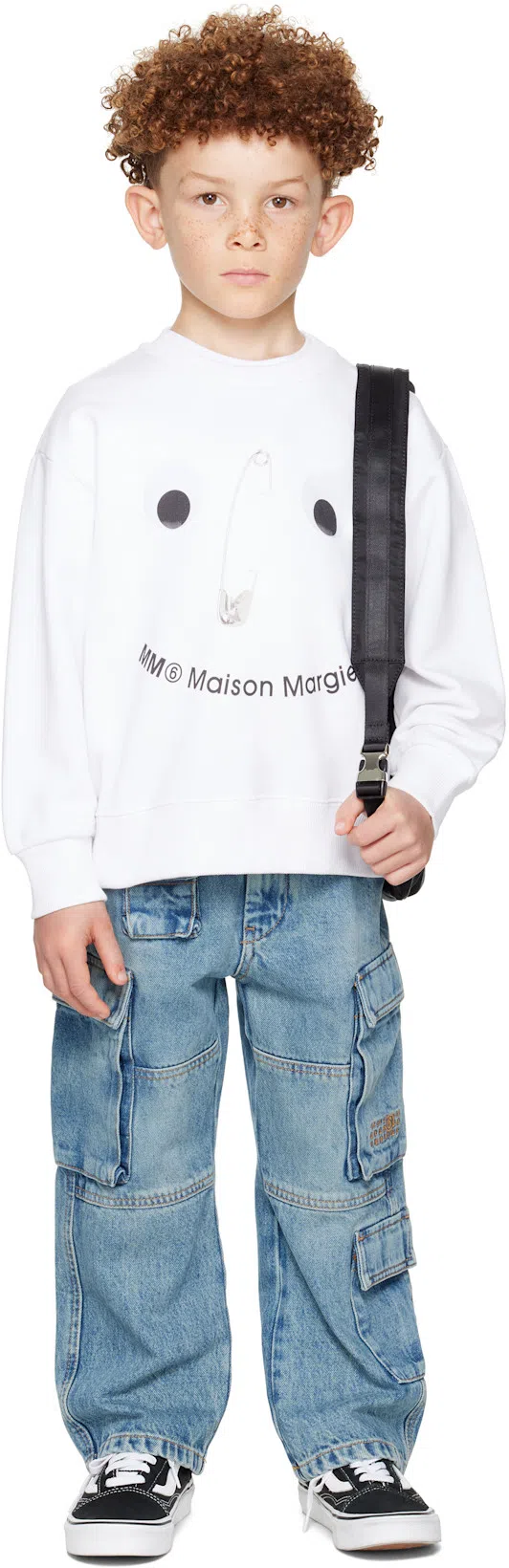 MM6 MAISON MARGIELA White Sweatshirt For Kids With Safety Pin