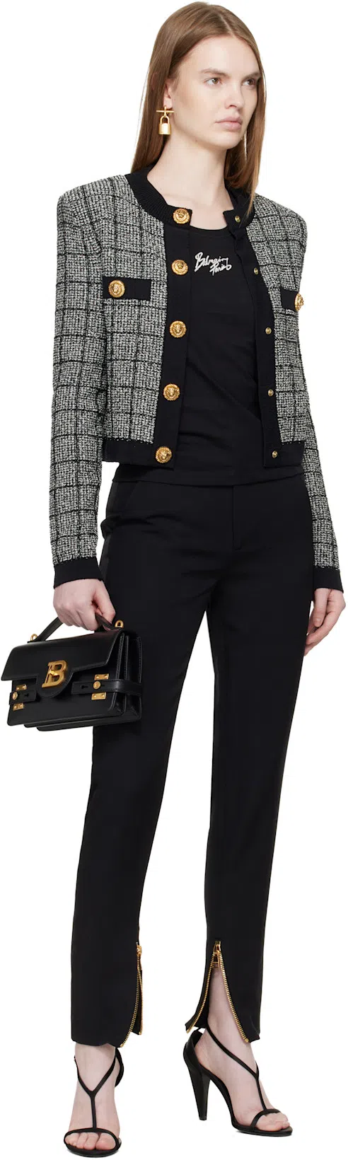 BALMAIN Bbuzz 24 Shoulder Bag In Smooth Leather In Black