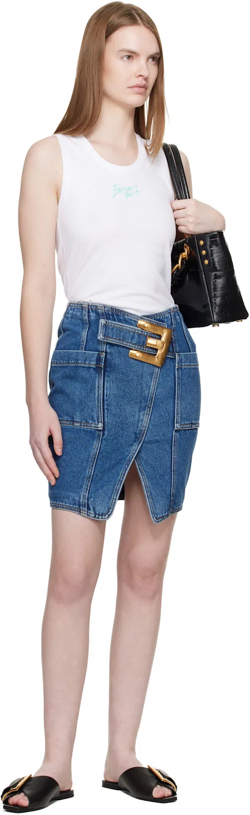 BALMAIN Anthem Flat Calfskin Leather Sandals In Animal Print