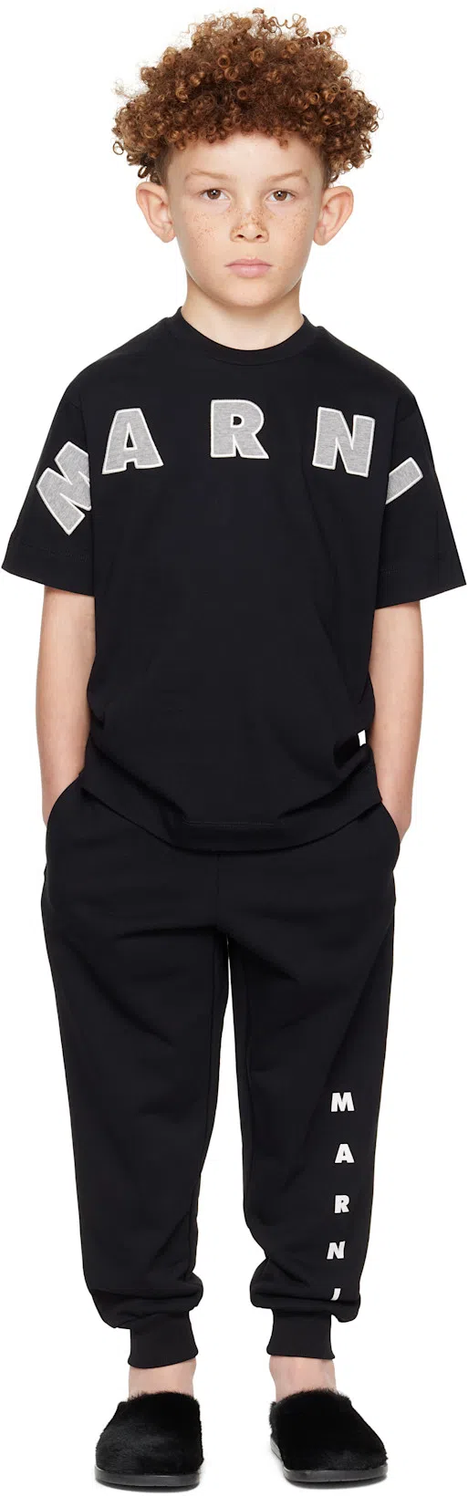 MARNI Jersey T-shirt With Logo Embroidery Kids In Black