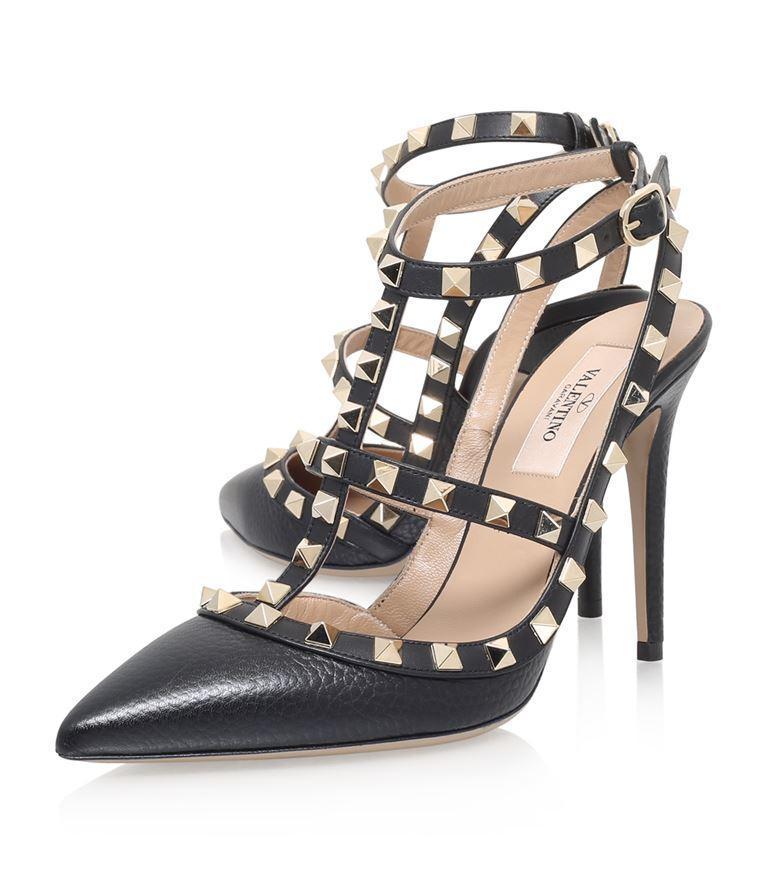 VALENTINO GARAVANI Valentino Rockstud Caged 100 Patent Pump In Black