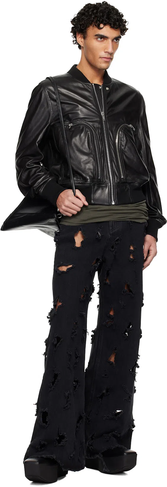 RICK OWENS Black Concordians Sliver Platform Beatle Chelsea Boots