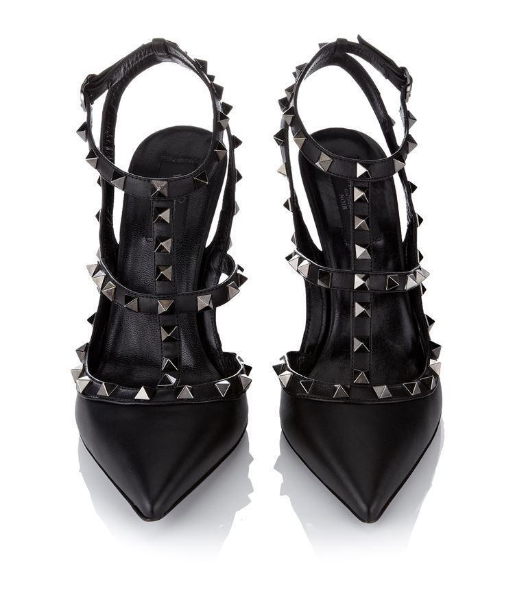 VALENTINO GARAVANI Valentino Rockstud Caged 100 Patent Pump In Black