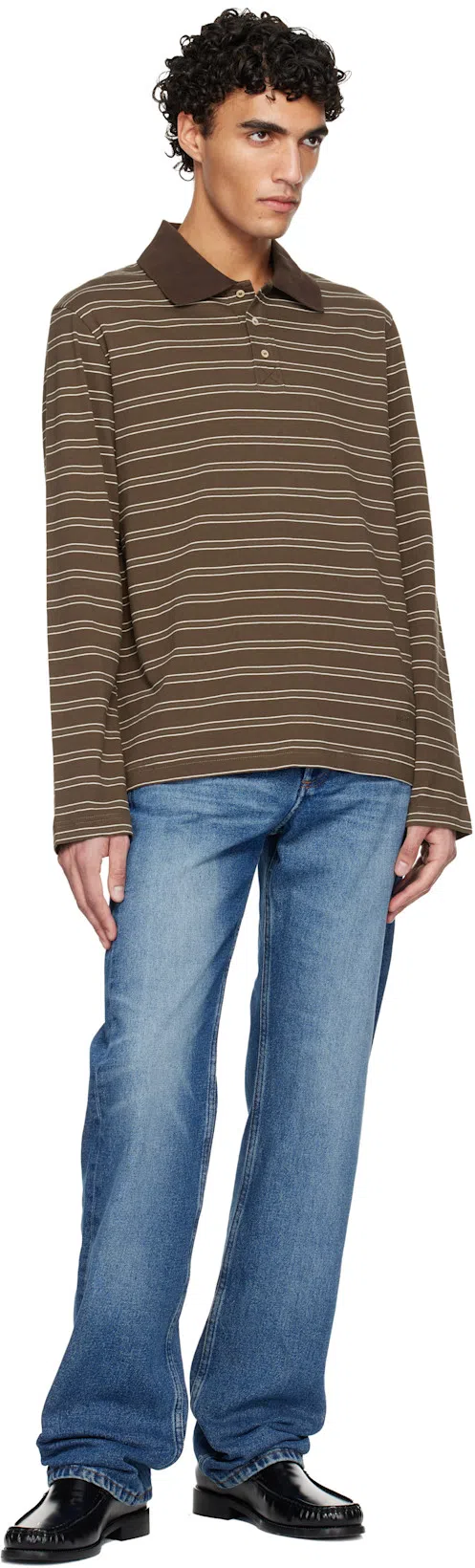 ACNE STUDIOS Stamped Monogram Calf Leather Loafers In Black