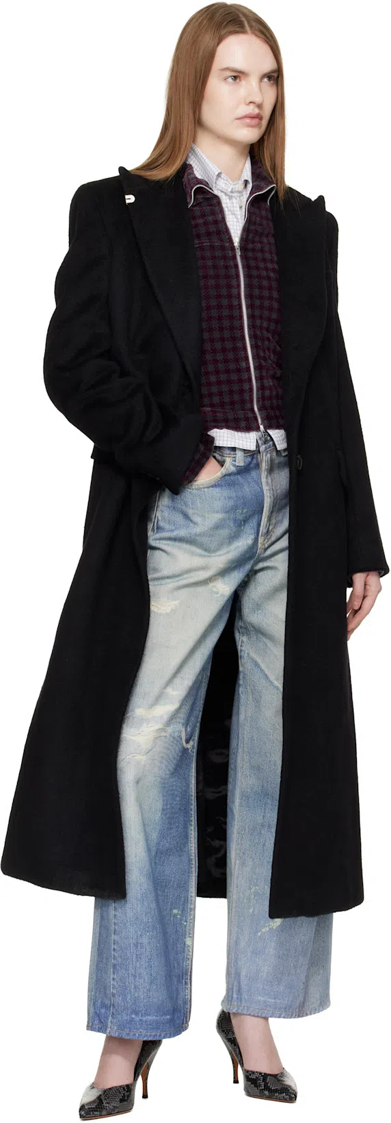 OUR LEGACY High Waist Boyfriend Jeans With Distressed Finish In Blue