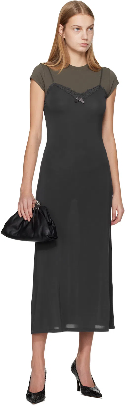 MARC JACOBS Claw Clip Small Black Clutch With Chain Strap And Clasp Detail In Leather Woman