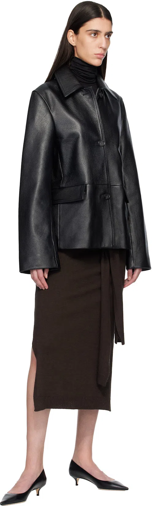 TOTÊME Paneled Textured-leather Jacket In Black