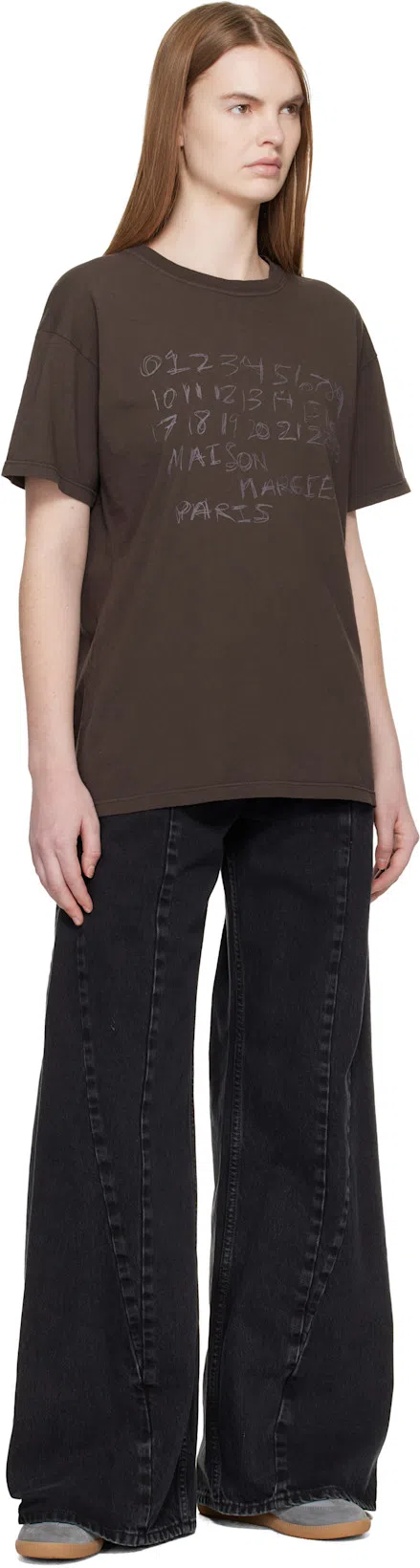 MAISON MARGIELA Black Jeans With Wide Leg And Four-stitch Moniker Logo In Denim Woman