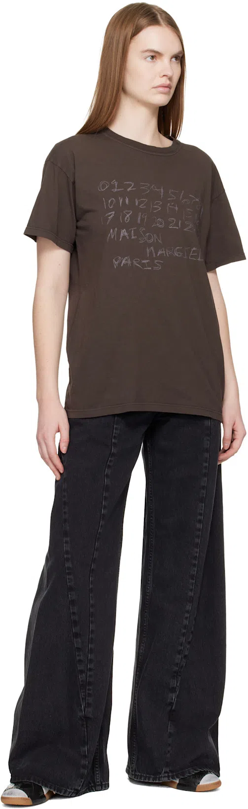 MAISON MARGIELA Black Jeans With Wide Leg And Four-stitch Moniker Logo In Denim Woman
