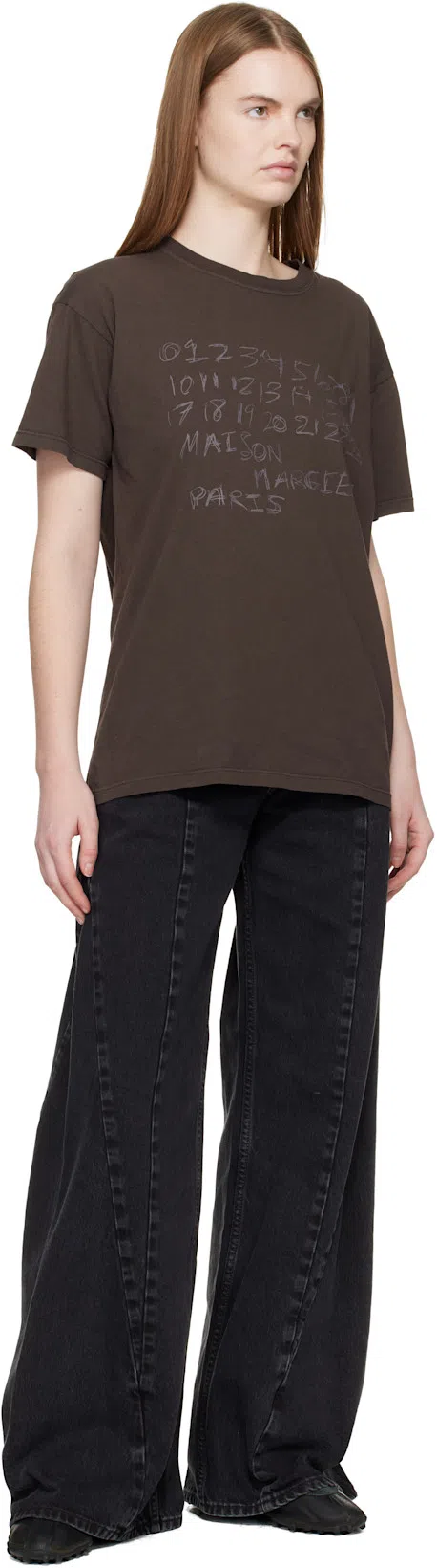 MAISON MARGIELA Black Jeans With Wide Leg And Four-stitch Moniker Logo In Denim Woman