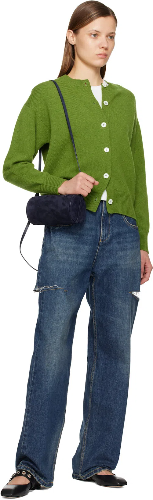 AEYDE Uma Eyelet-embellished Leather Mary Jane Ballet Flats In Black