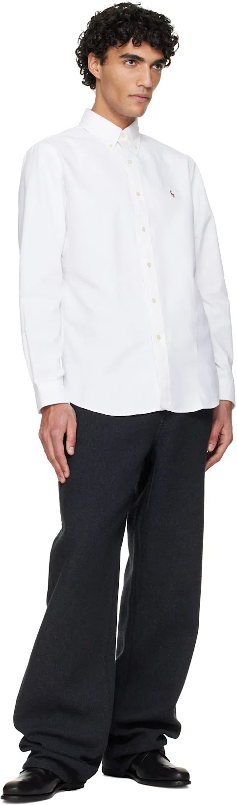 POLO RALPH LAUREN Slim-fit Button-down Collar Logo-embroidered Cotton Oxford Shirt In White