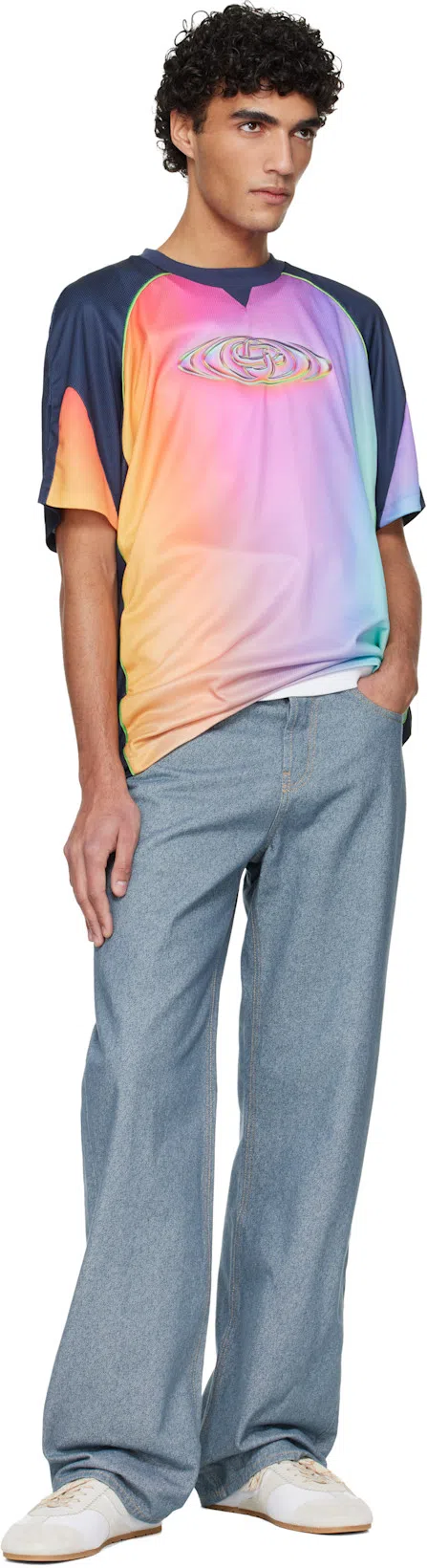 CASABLANCA Men White Crewneck T-shirt With Logo Detail On The Front And Maxi Logo On The Rear In Cot