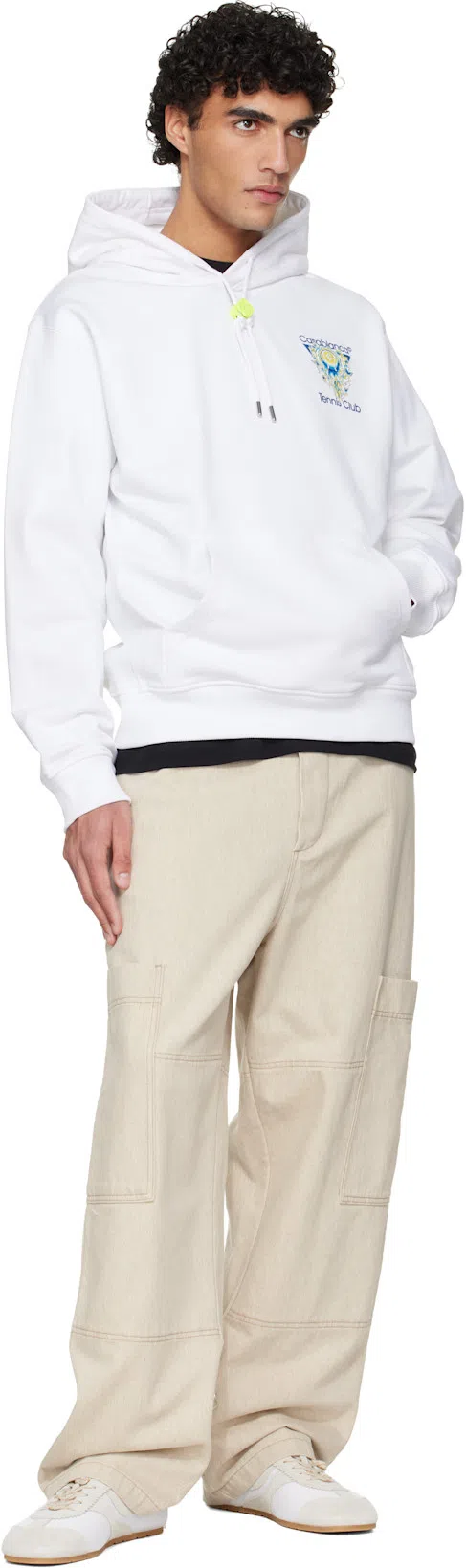 CASABLANCA Tennis Club Logo-print Hooded Cotton Sweatshirt In White