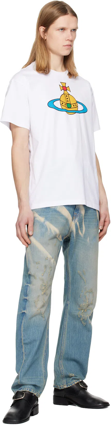 VIVIENNE WESTWOOD Crew Neck Graphic Print Short Sleeve T-shirt In White