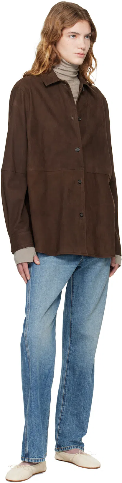 TOTÊME Womens Bark Soft Long-sleeves Suede Overshirt In Multi