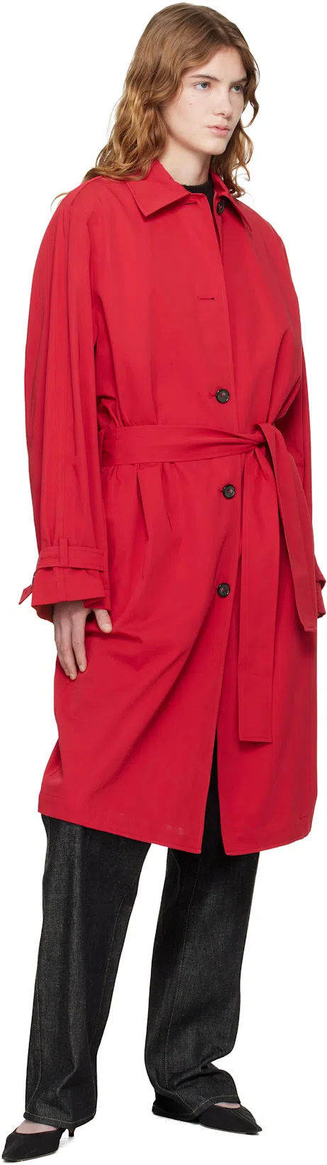 TOTÊME Womens Poppy Light Spring Belted Cotton-poplin Trench Coat In Red