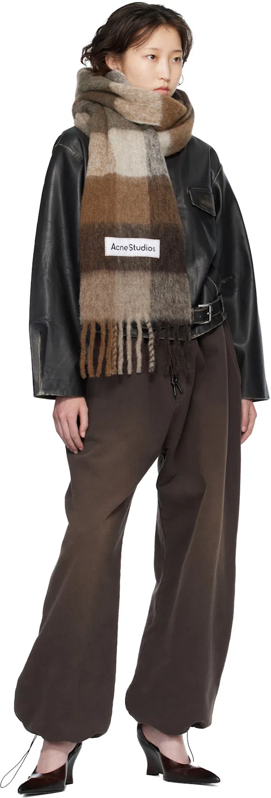 ST AGNI Belted Brushed-leather Jacket In Black