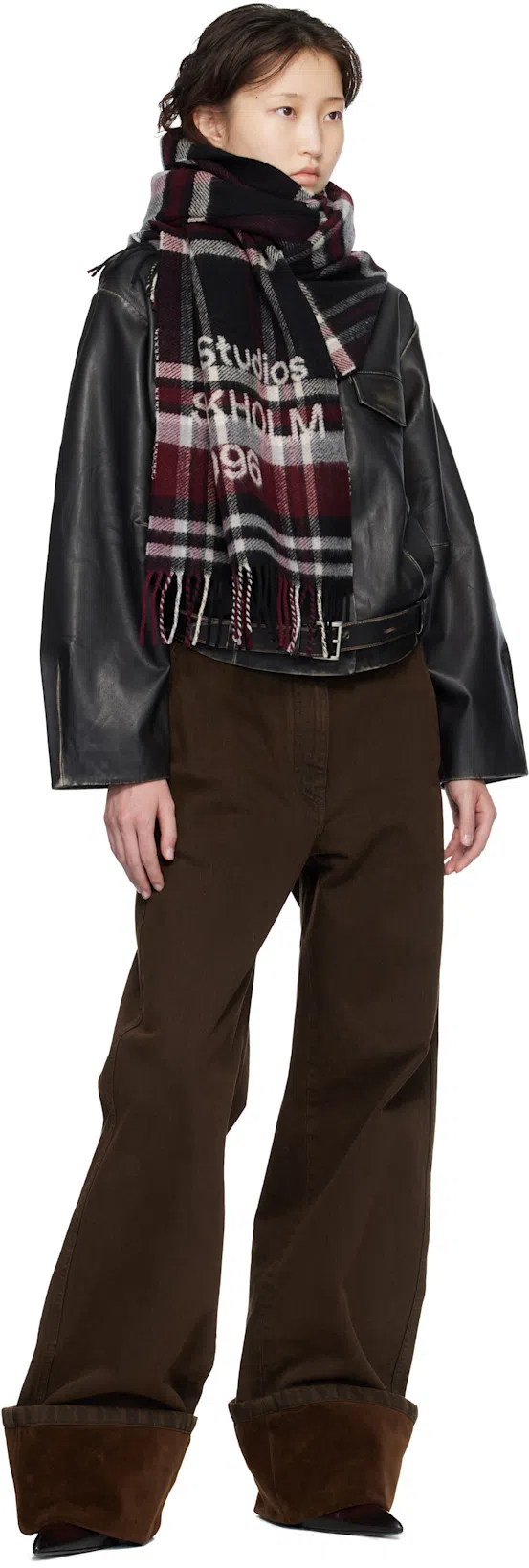 ST AGNI Belted Brushed-leather Jacket In Black