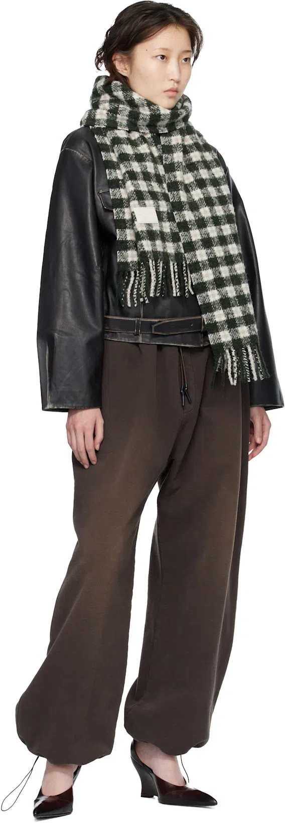 ST AGNI Belted Brushed-leather Jacket In Black