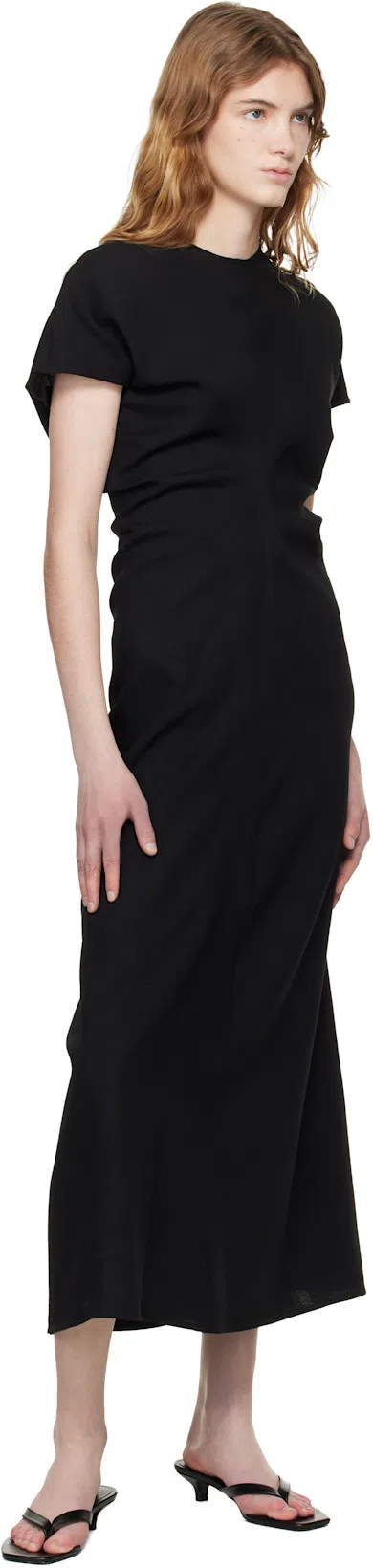 TOTÊME Maxi Dress With Short Sleeves And Shine In Black