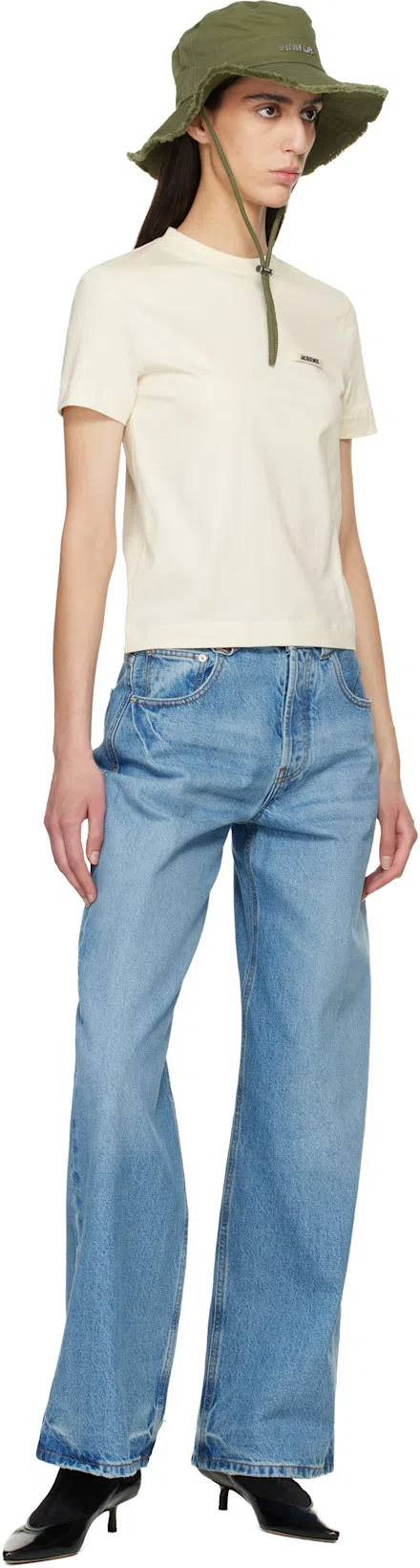 JACQUEMUS Womens Light Beige 2 Le T-shirt Grosgrain-logo Cotton-jersey T-shirt In Neutral