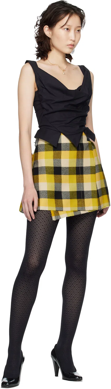 VIVIENNE WESTWOOD Sleeveless Draped Top Asymmetric Hem Design In Black