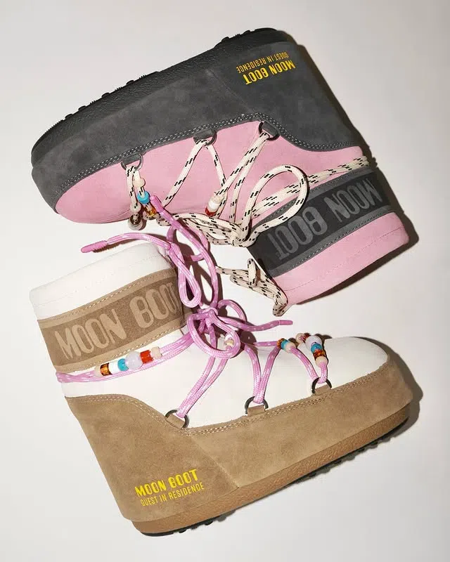 MOON BOOT Woman Ankle Boots Antique Rose Size 8-9.5 Leather In Pink
