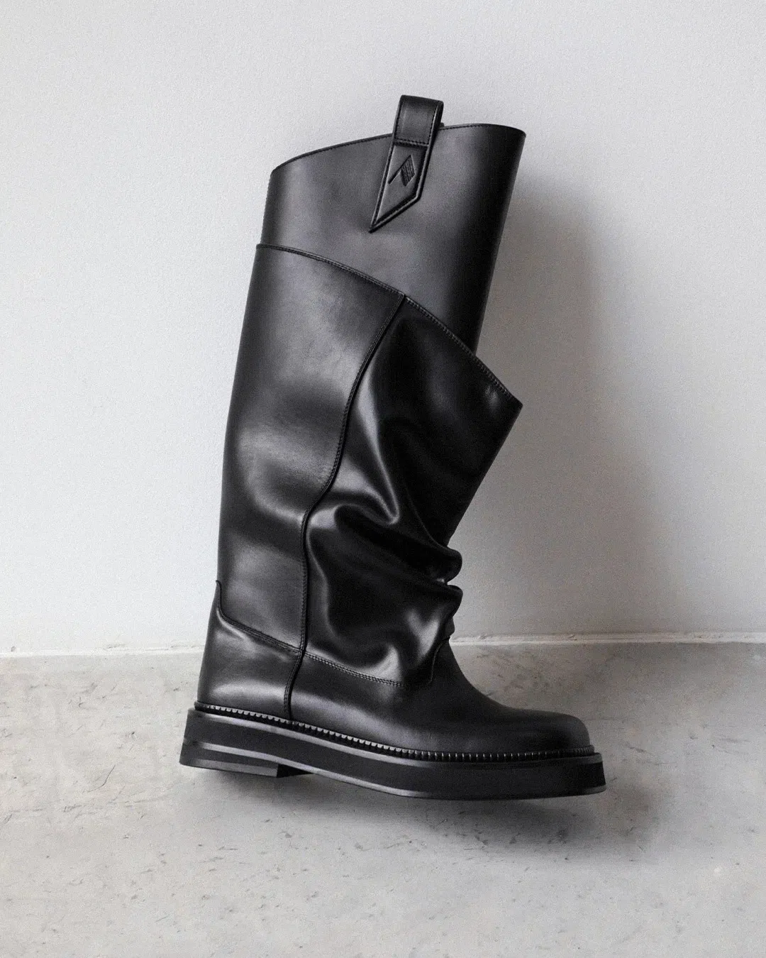 ATTICO Passeggiata Black Boots With Heel-tab And Rubber Sole In Leather Woman