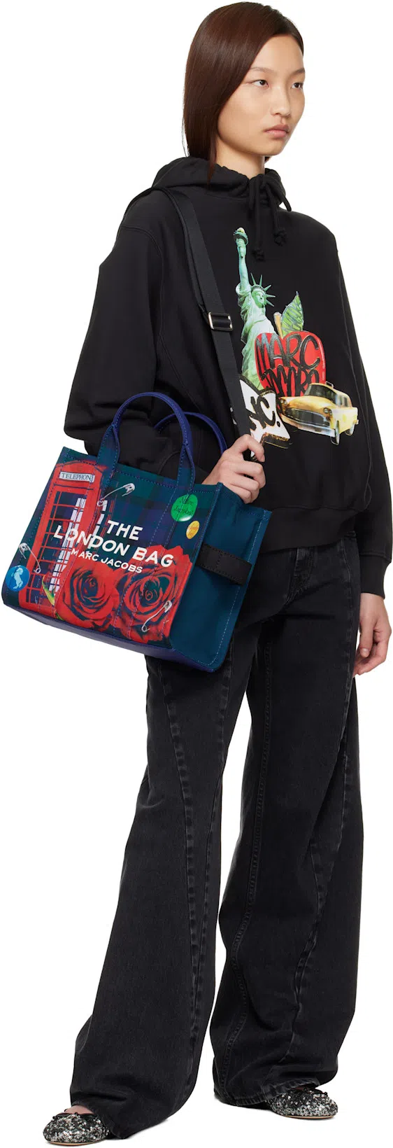 MAISON MARGIELA Black Jeans With Wide Leg And Four-stitch Moniker Logo In Denim Woman