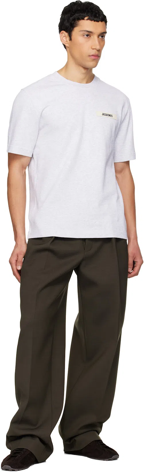 JACQUEMUS Le T-shirt Gros Grain White T-shirt With Logo Patch On The Front In Cotton Man