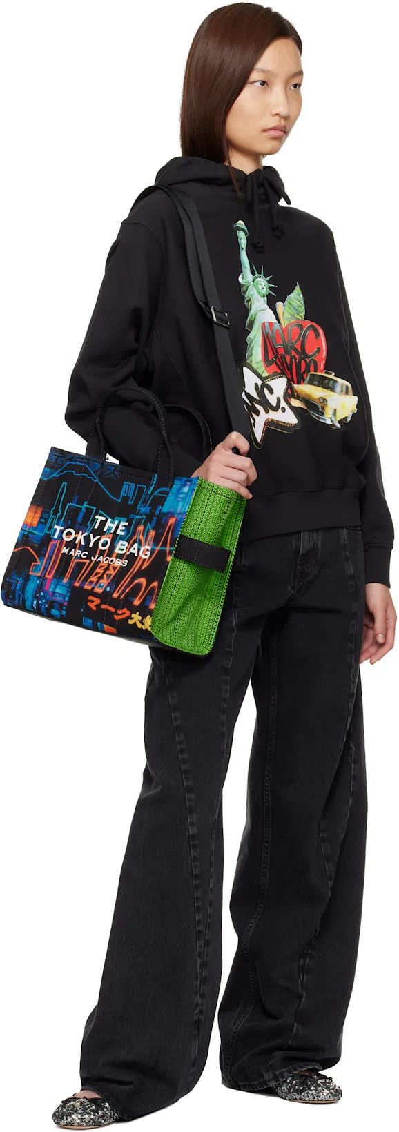 MAISON MARGIELA Black Jeans With Wide Leg And Four-stitch Moniker Logo In Denim Woman