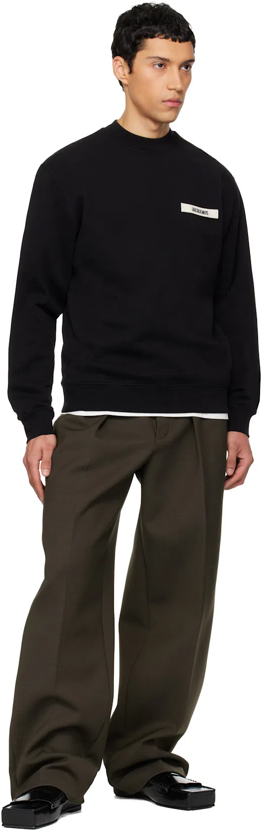 JACQUEMUS Relaxed Fit Long-sleeve Shirt With Minimalist Patch Detail In Black