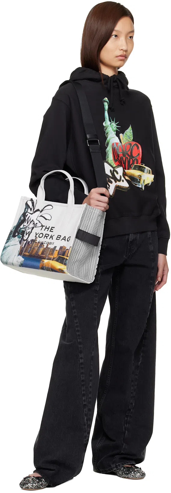 MAISON MARGIELA Black Jeans With Wide Leg And Four-stitch Moniker Logo In Denim Woman