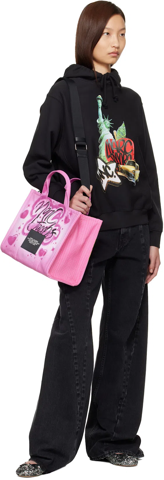 MAISON MARGIELA Black Jeans With Wide Leg And Four-stitch Moniker Logo In Denim Woman