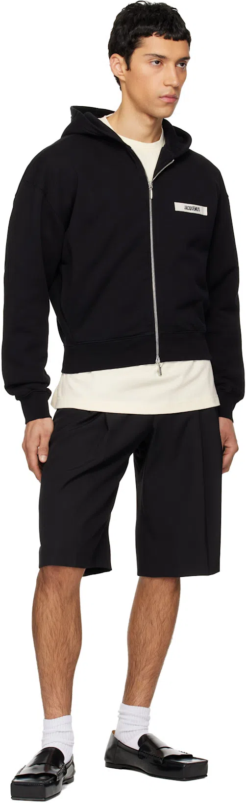 JACQUEMUS Le Hoodie Zip Gros Hooded Cotton Sweatshirt In Black