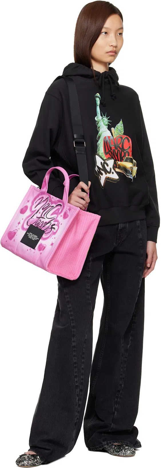 MAISON MARGIELA Black Jeans With Wide Leg And Four-stitch Moniker Logo In Denim Woman