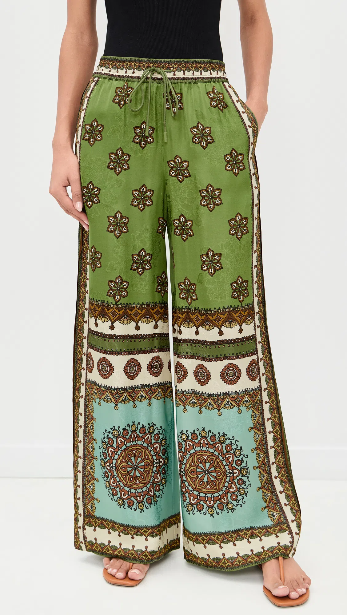 ALEMAIS Contina Printed Satin-jacquard Top In Brown