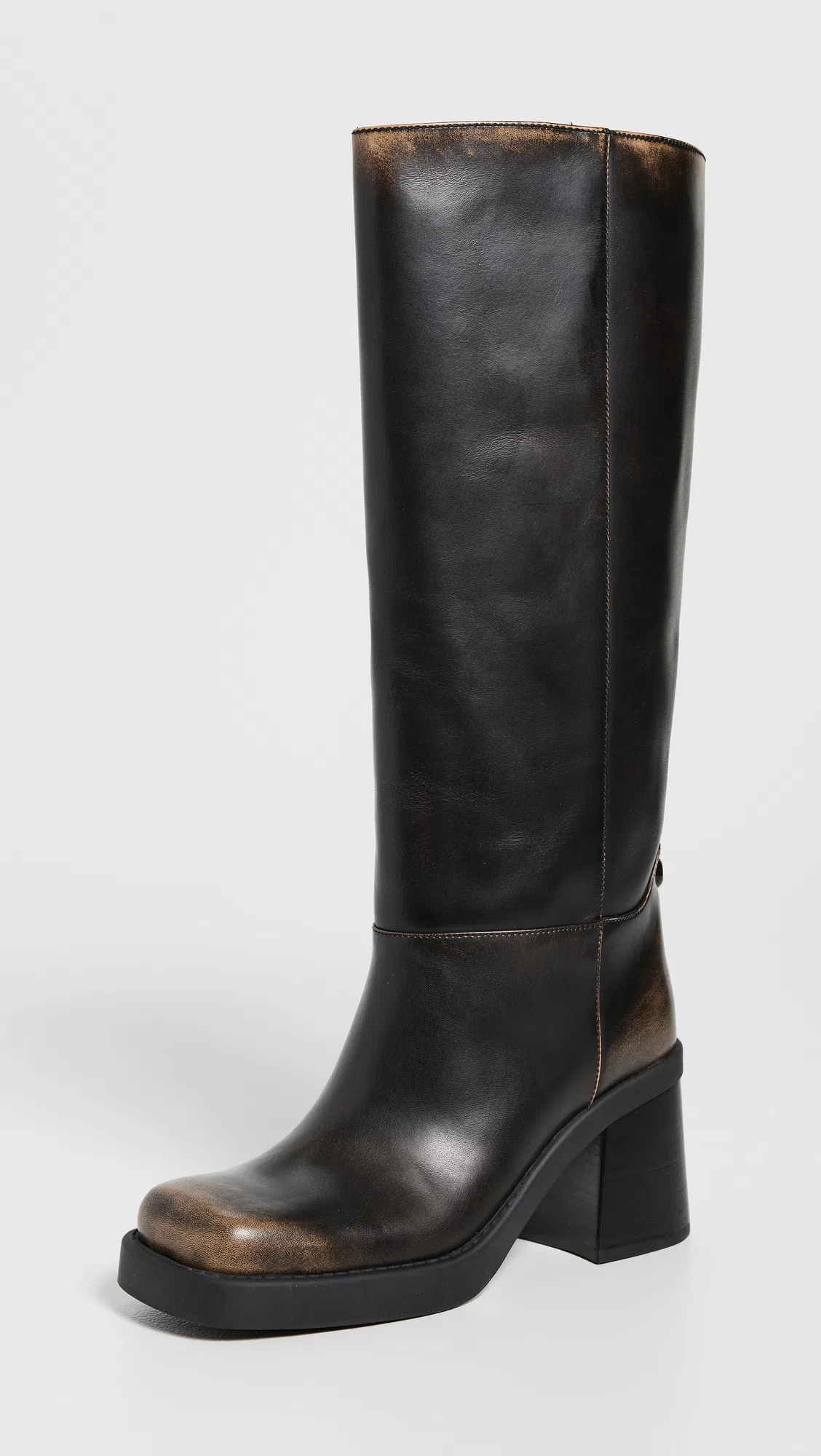 COACH Sculpted C Tall Boot In Loved Leather In Black