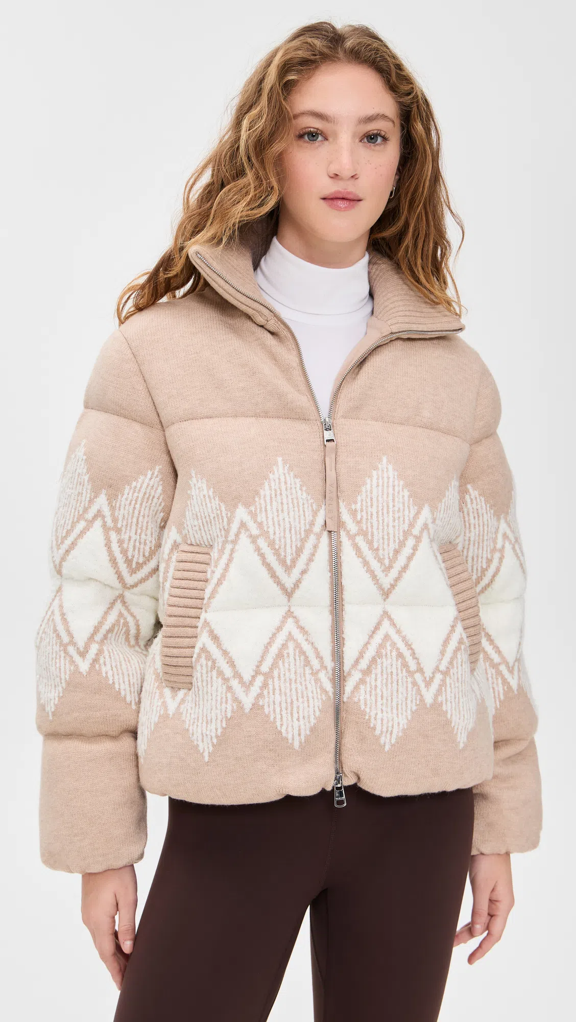 VARLEY Womens Light Taupe Belinda Padded Knitted Jacket In Neutral